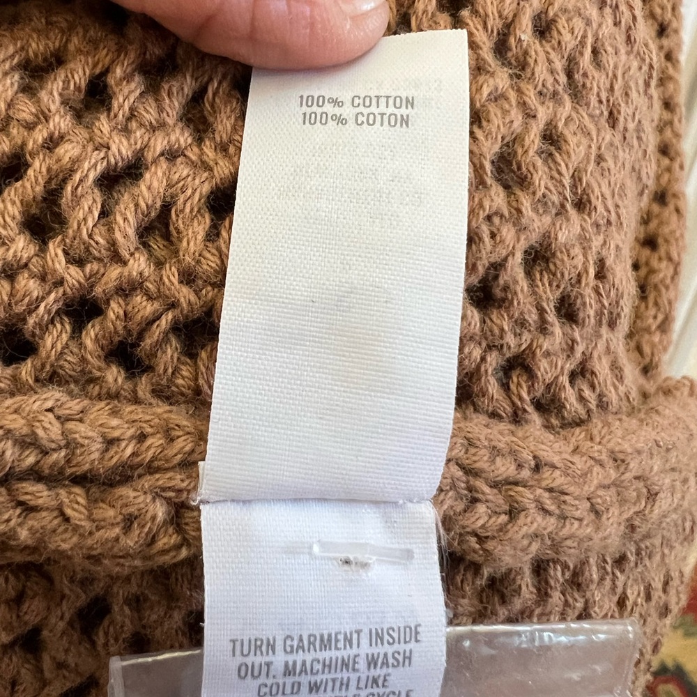 Aerie 100% Cotton Brown Crochet Knit Tank Dress Boho Beach Small NWOT - Picture 5 of 8